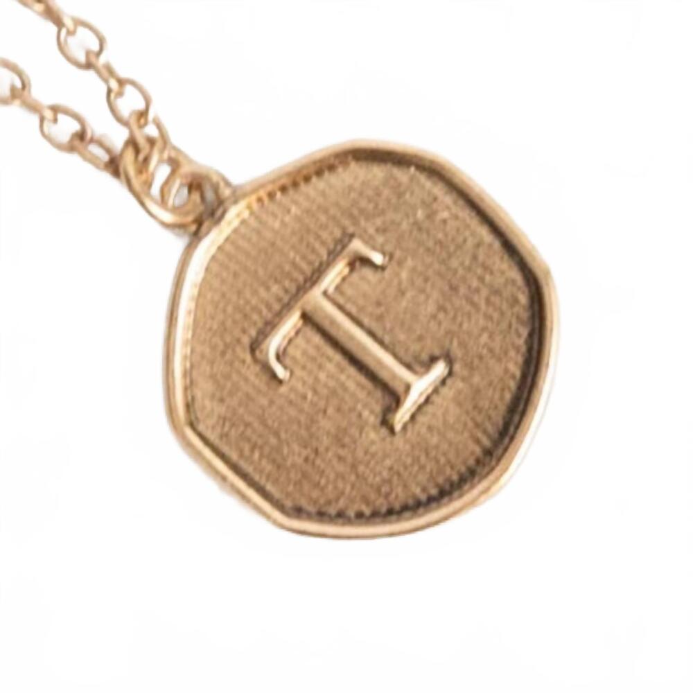 NEW FUNKY MONKEY women's initial letter t coin layering necklace in gold